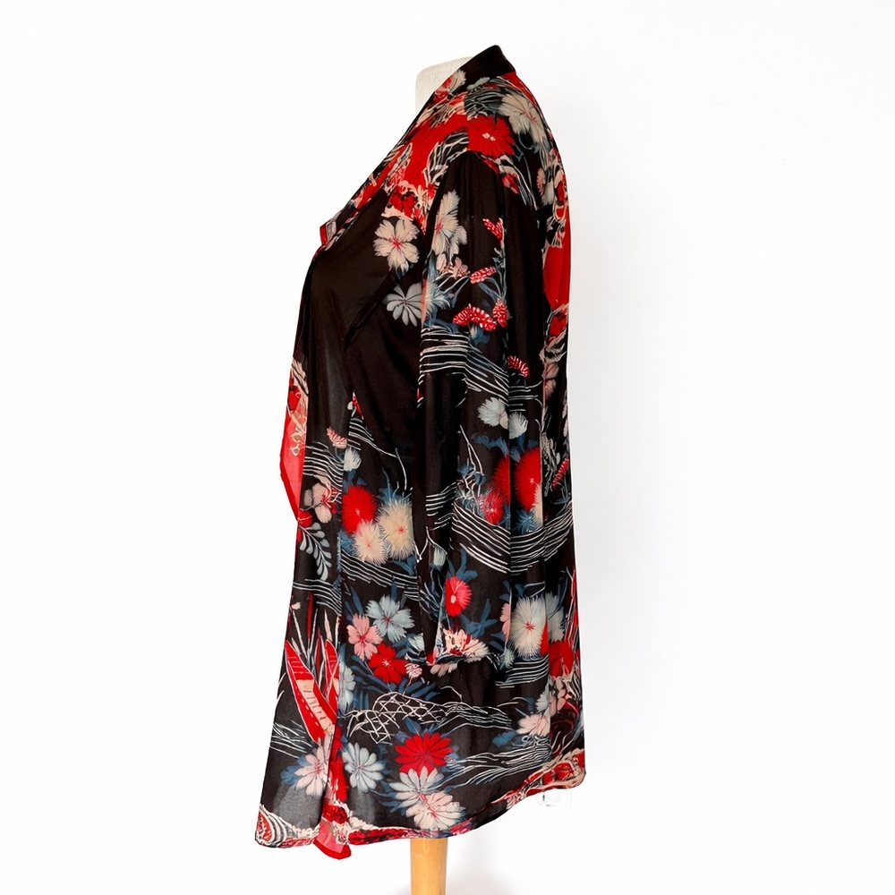 Citron Santa Monica Black Floral Silk Kimono Jacket – EUC – L/XL – MSRP $289 - Picture 7 of 15
